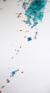 九州本土とその西部や南側に点在する多くの離島